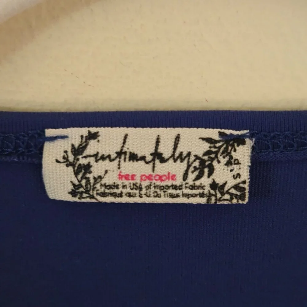 Free People Intimately Free Truth Or Square Long Sleeve Bodysuit Blue Size S
